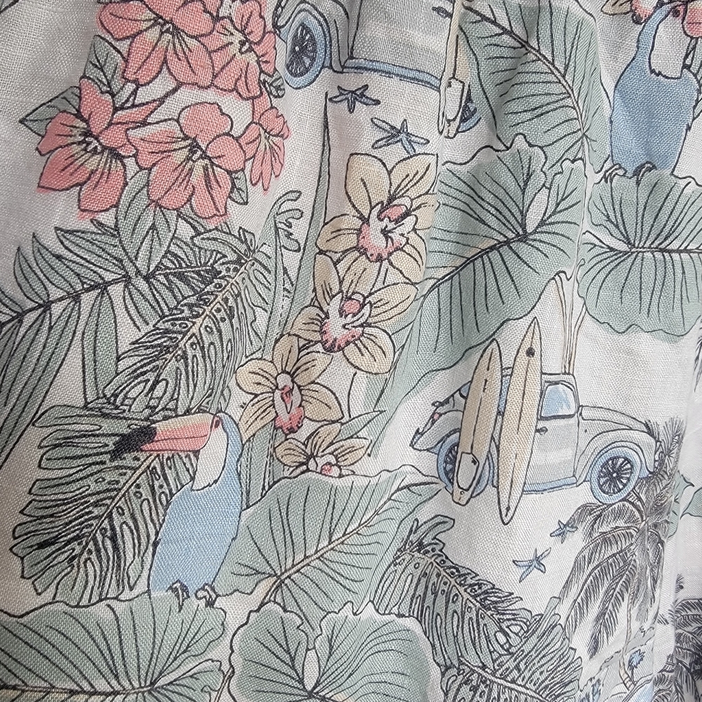 C&C California Linen Wide Leg Beachy Pants Pull On Relaxed Tropical Surf… - Picture 11 of 15